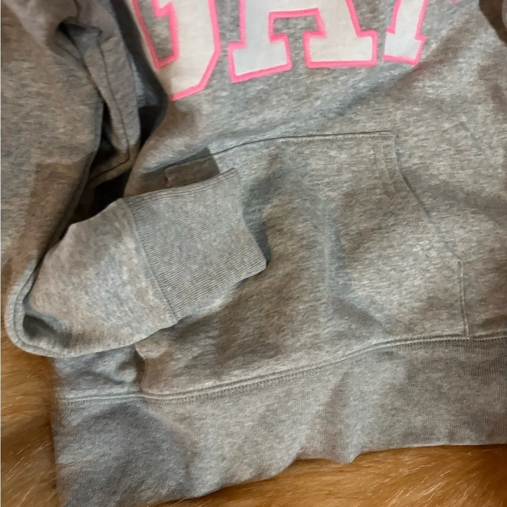Girls Medium M GAP Embroidered Grey Pink Zip Hooded Sweater sweatshirt new